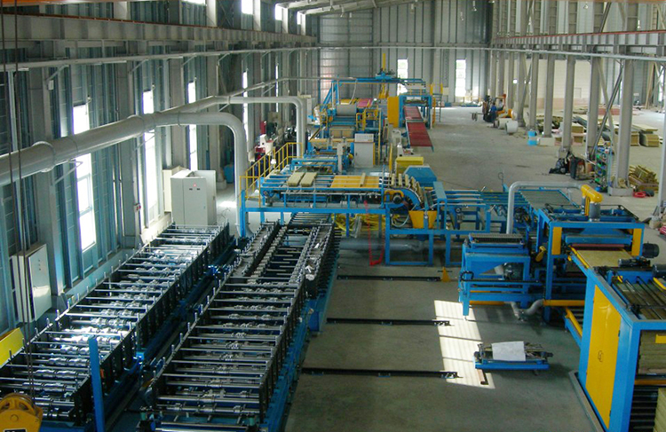 Mineral wool sandwich panel line